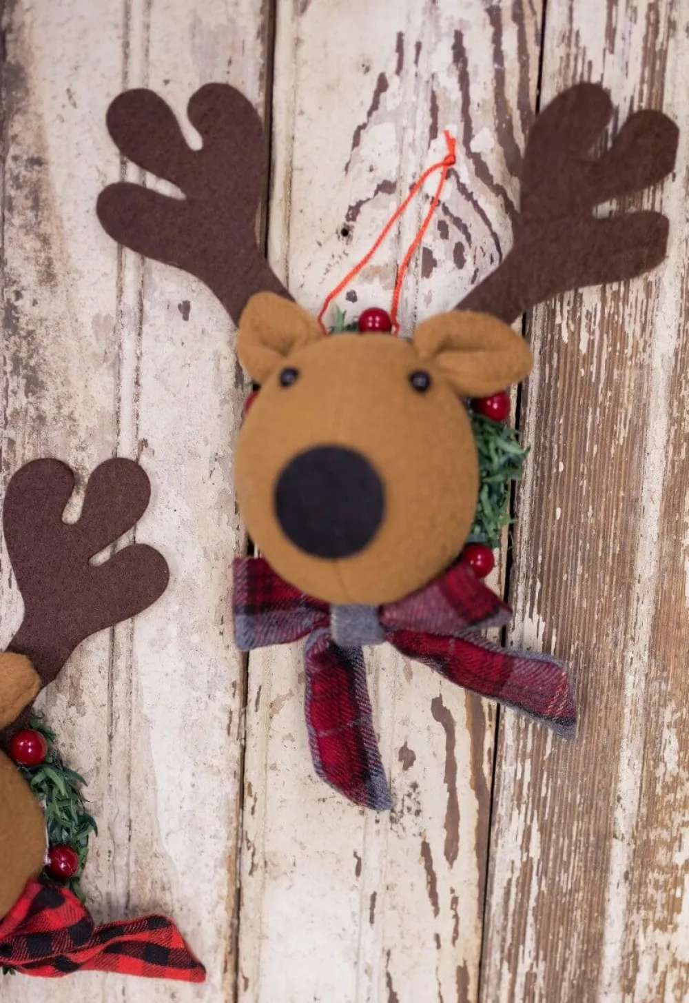Decorator's Warehouse 7” Deer Head with Scarf Ornament > Christmas Ornaments|Farmhouse