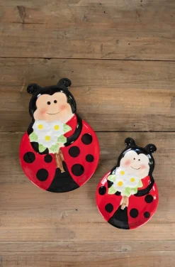 Decorator's Warehouse Dolomite Ladybug Serving Plate - Set of 2 > Christmas Sale|Christmas Decor