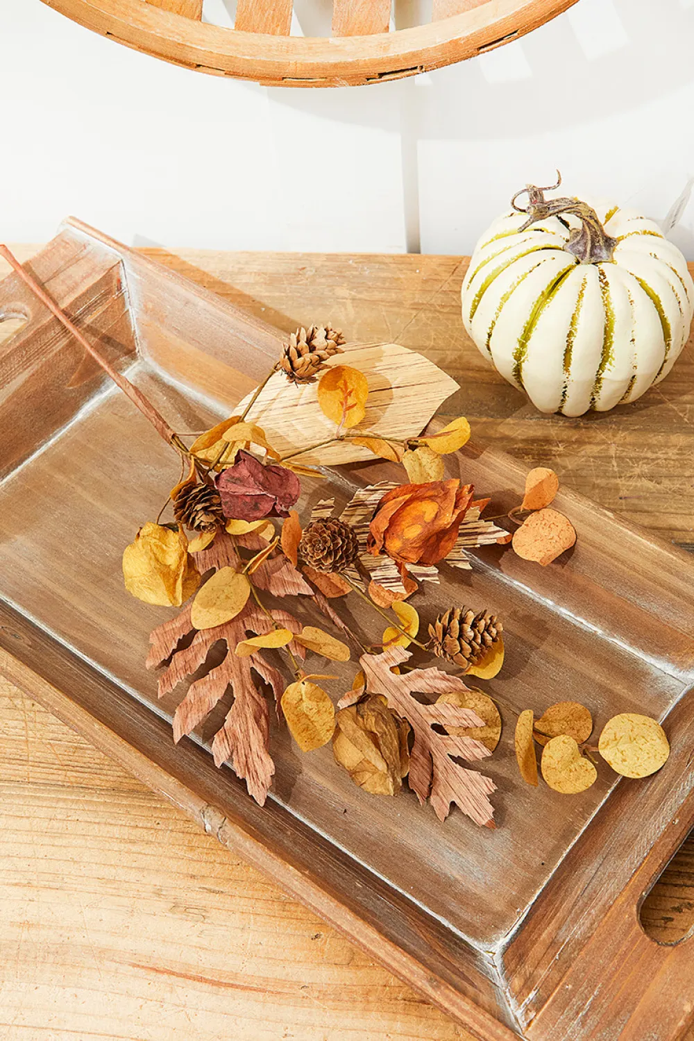 Decorator's Warehouse 18'' Dry Leaf Lantern Fruit Spray > Fall Decor|Fall Decor