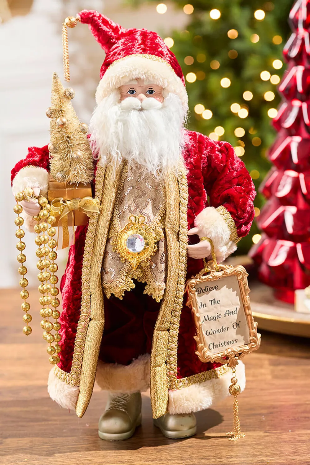 Decorator's Warehouse 21" Elegant Vintage Santa With Plaque > Santas & Angels|Classic Christmas