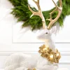 Decorator's Warehouse 20" Elegant White & Gold Resin Deer with LED Lights > White Christmas|Christmas Accents