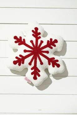 Decorator's Warehouse Embroidery Snowflake Pillow - Red > Christmas Decor|Christmas Textiles
