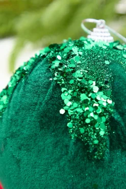 Decorator's Warehouse 5" Emerald Sequin Velvet Ball Ornament > Traditional|Nutcracker