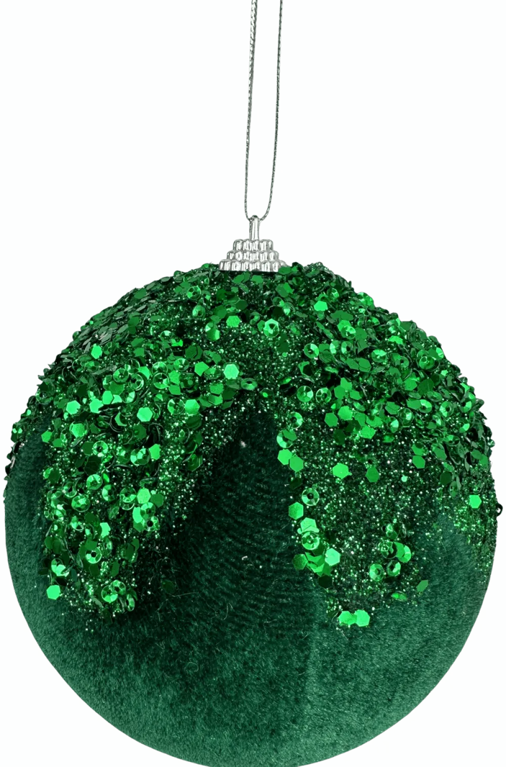 Decorator's Warehouse 5" Emerald Sequin Velvet Ball Ornament > Traditional|Nutcracker
