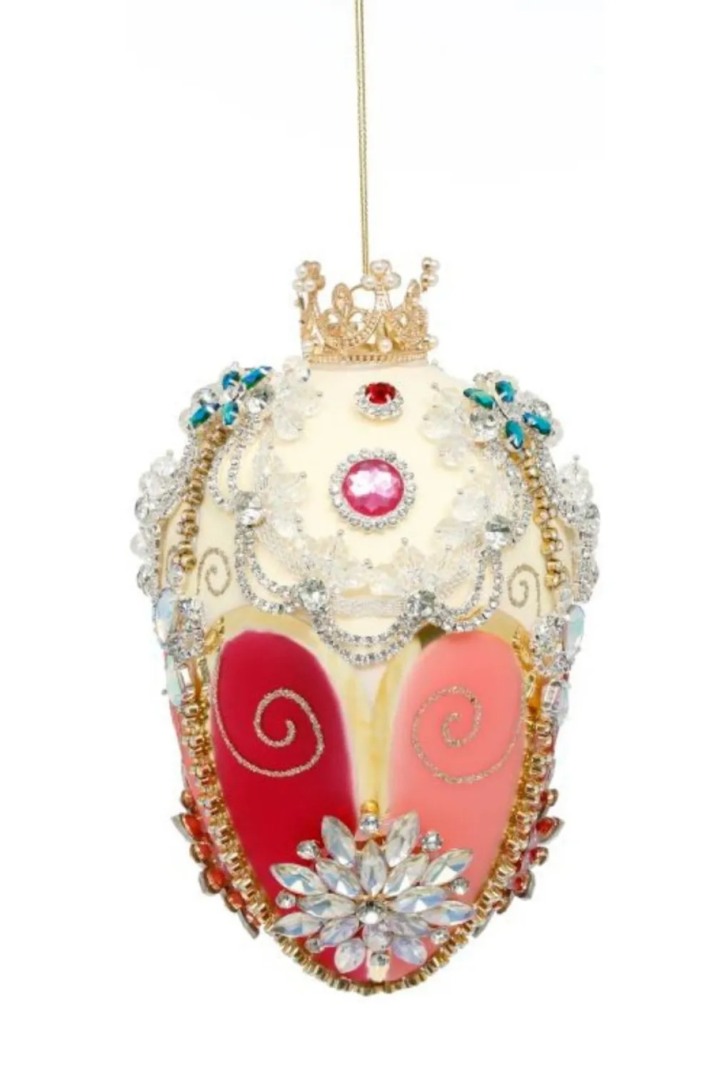 Decorator's Warehouse 7" Faberge Jewel Egg Ornament, Ivory Rose - Mark Roberts > Mark Roberts