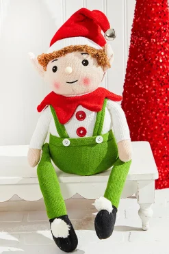 Decorator's Warehouse 20" Fabric Alpine Sitting Santa Elf > Christmas Decor|Christmas Accents
