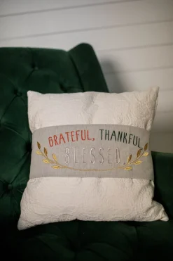Decorator's Warehouse Fabric “Grateful, Thankful, Blessed" Pillow Wrap (16"L x 6"H) > Fall Decor|Sale