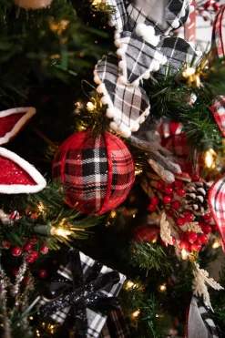 Decorator's Warehouse 4” Fabric Plaid Ball Ornament > Christmas Sale|Christmas Decor