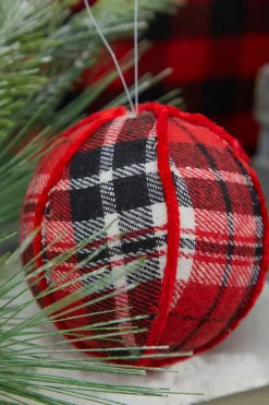 Decorator's Warehouse 4” Fabric Plaid Ball Ornament > Christmas Sale|Christmas Decor