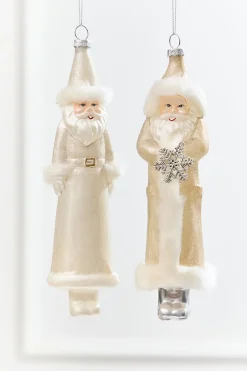 Decorator's Warehouse 8" Faux Fur Glass Santa Ornament > Christmas Decor|Natural Elegance