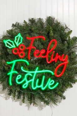 Decorator's Warehouse 23.1" Feeling Festive Lit Neon Sign > Indoor Lighting|Christmas Decor