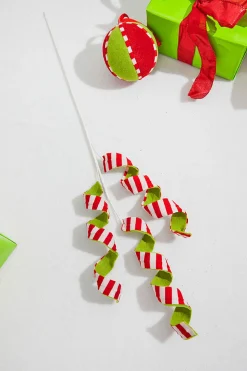 Decorator's Warehouse 30” Felt Double Sided Stripe Frizzy Curly Spray > Storyville|Christmas Sprays