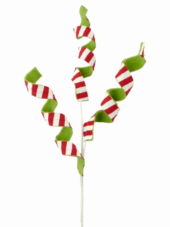 Decorator's Warehouse 30” Felt Double Sided Stripe Frizzy Curly Spray > Storyville|Christmas Sprays
