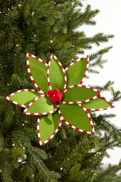 Decorator's Warehouse 24" Felt Poinsettia with Peppermint Edge > Storyville|Christmas Flowers