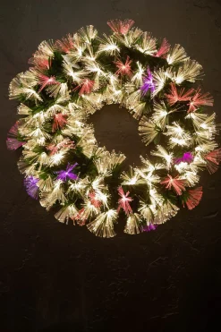 Decorator's Warehouse 24" Fiber Optic Wreath - Multicolor with White > Christmas Decor|Christmas Wreaths