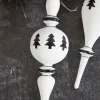 Decorator's Warehouse 8" Finial Glass Ball/Drop Ornament > White Christmas|Nutcracker