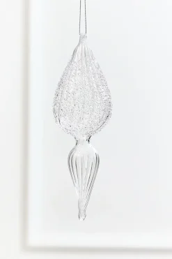 Decorator's Warehouse 7.5" - 8" Finial Glass Ornament > White Christmas|Christmas Decor