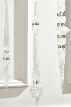 Decorator's Warehouse 12" Finial Glass with Jewels Ornament > White Christmas|Christmas Decor