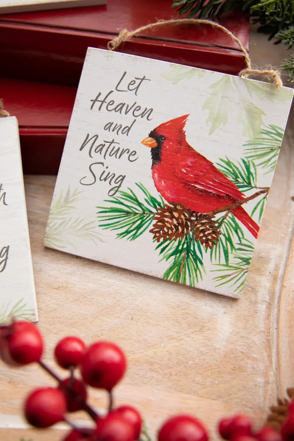 Decorator's Warehouse 5" Flat Ornament with Cardinals and Sentiments > Christmas Ornaments|Cardinal