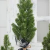 Decorator's Warehouse Flocked Pine Tree With Plaid Fabric - Large > Tabletop & Accent Trees|Christmas Accents