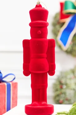 Decorator's Warehouse 13" Flocked Red Nutcracker Ornament > Nutcracker|Christmas Decor