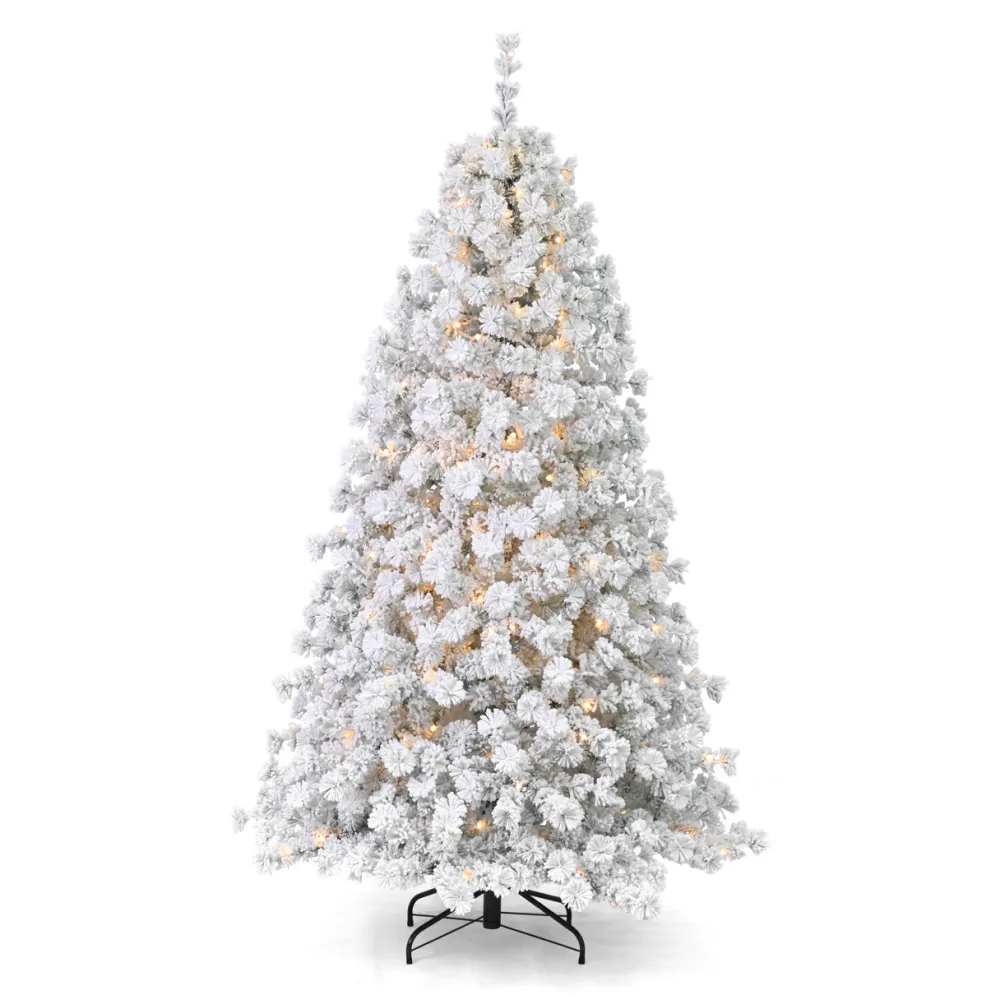 Decorator's Warehouse 6.5' Flocked Winter Fir Tree with 250 Warm White LED Lights > Christmas Decor|Flocked Or White