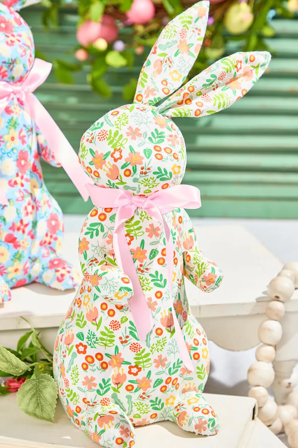 Decorator's Warehouse 12" Floral Fabric Bunny > Easter Table Decor|Easter Decor