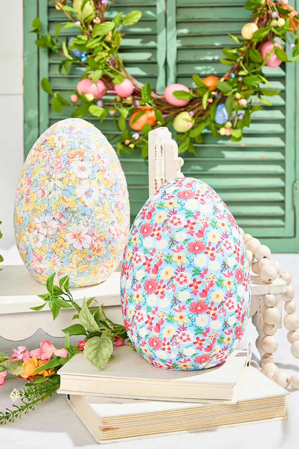 Decorator's Warehouse 10" Floral Fabric Egg > Easter Table Decor|Easter Decor