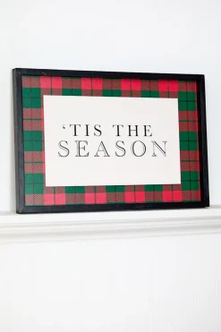 Decorator's Warehouse 15.5" Framed Plaid Tis the Season Christmas Wall Art > Farmhouse|Heritage Plaid