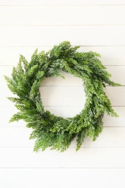 Decorator's Warehouse 22" Frosted Cedar Wreath > Natural Greenery|Christmas Decor