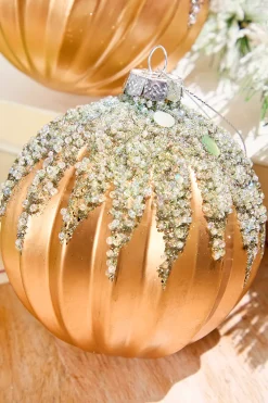 Decorator's Warehouse 4” Frosted Glass Glitter Ornaments > Sugar & Spice|Christmas Decor