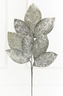 Decorator's Warehouse 32.5" Frosted Magnolia Leaf Spray > White Christmas|Christmas Sprays