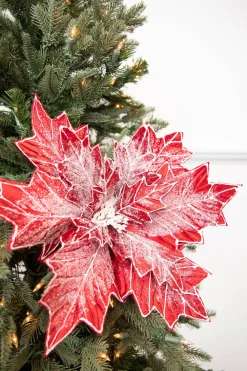 Decorator's Warehouse 22” Frosted Poinsettia Stem > Christmas Flowers|Christmas Decor