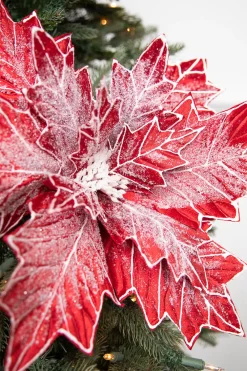 Decorator's Warehouse 22” Frosted Poinsettia Stem > Christmas Flowers|Christmas Decor