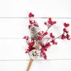 Decorator's Warehouse 18” Frosted Red Melting Snow Berries with Cone Spray > Christmas Sprays|Christmas Decor