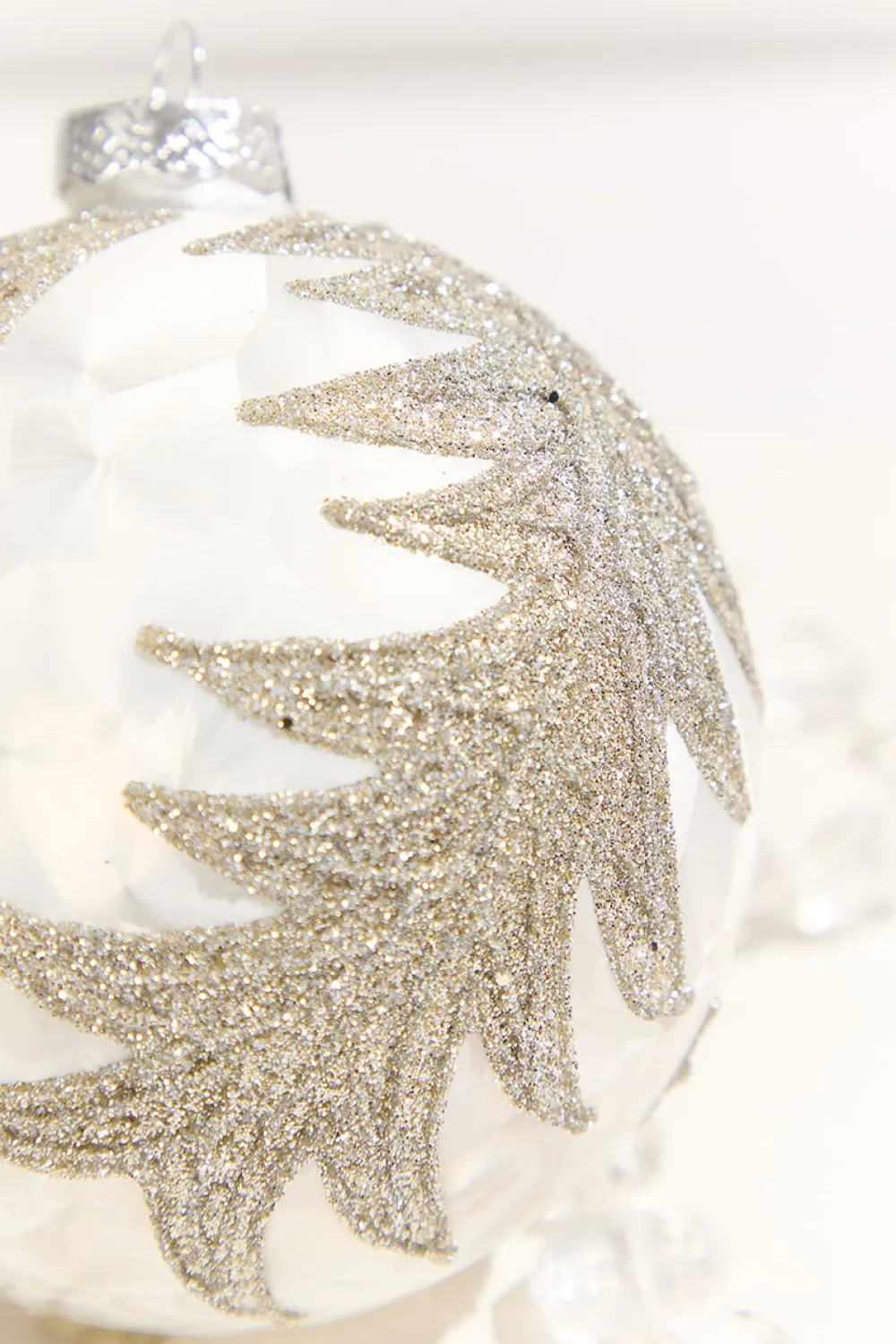 Decorator's Warehouse 4” Frosted Silver with Tree Glass Ornament > White Christmas|Christmas Decor