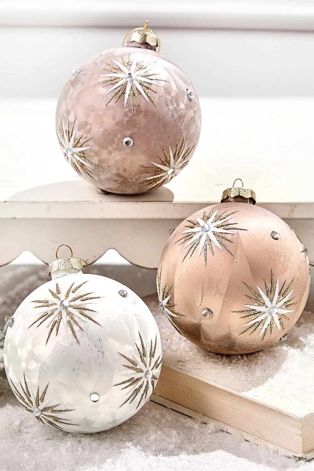 Decorator's Warehouse 5" Frosted Starburst Glass Ornament > Christmas Decor|Natural Elegance