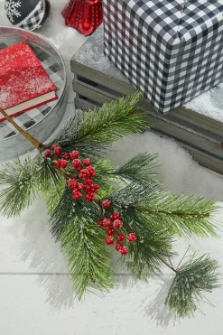 Decorator's Warehouse 32” Frost Pine Berry Spray - Red & Green > Christmas Sprays|Christmas Decor