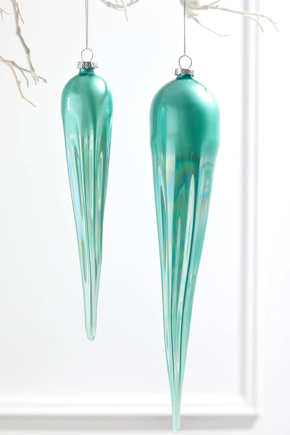 Decorator's Warehouse 14" Frosty Blue Glass Icicle Ornament > Christmas Decor|Blue Christmas
