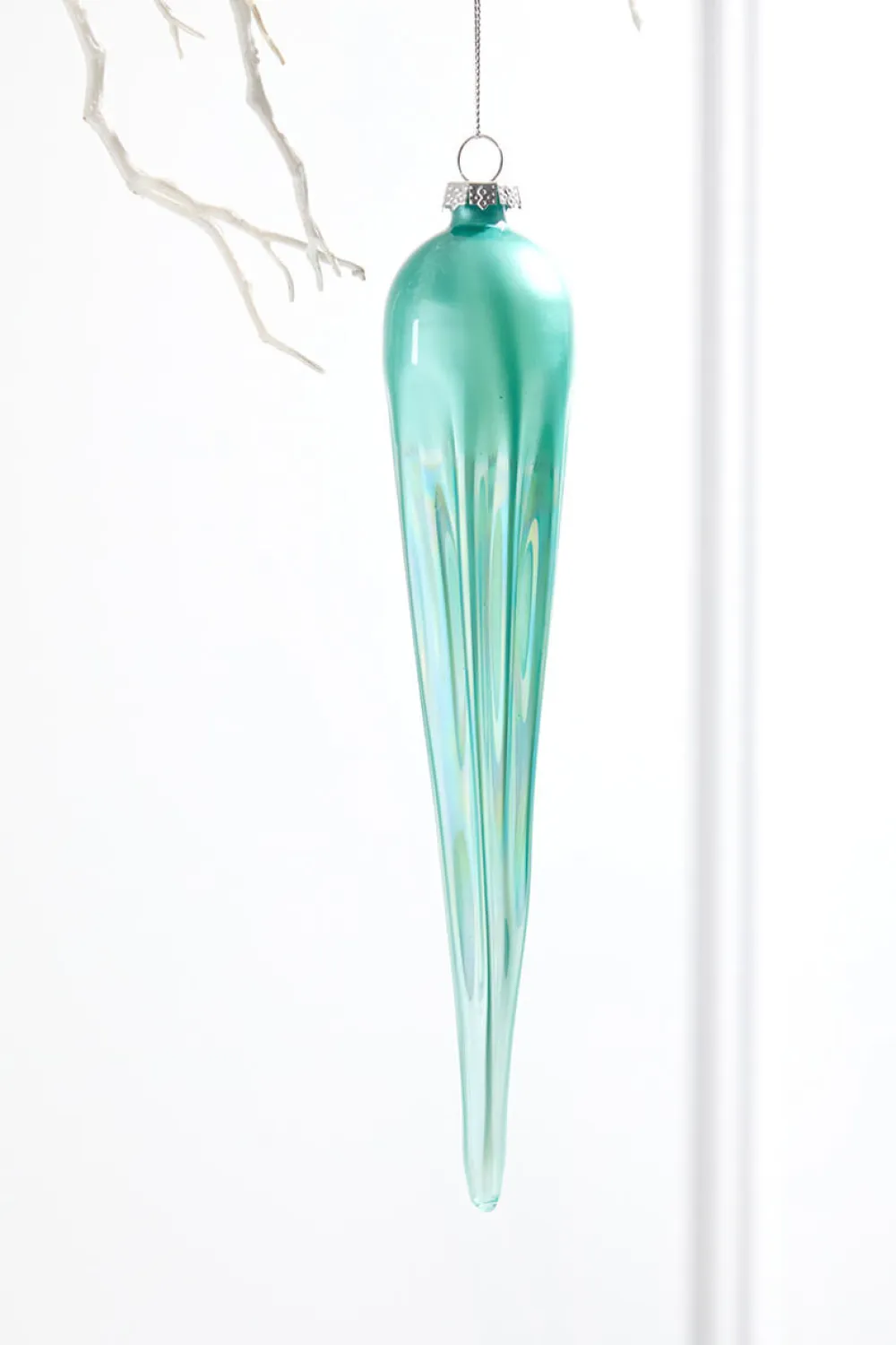Decorator's Warehouse 10" Frosty Blue Glass Icicle Ornament > Christmas Decor|Blue Christmas