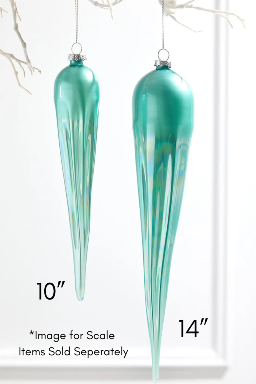 Decorator's Warehouse 10" Frosty Blue Glass Icicle Ornament > Christmas Decor|Blue Christmas