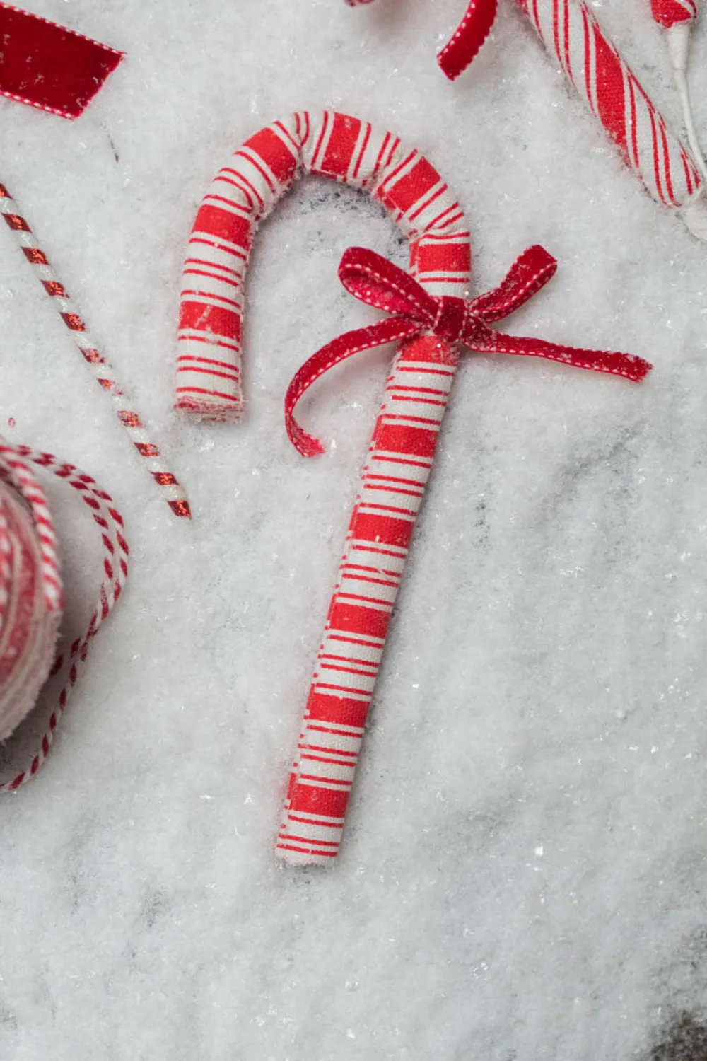 Decorator's Warehouse 10” Frosty Candy Cane with Bow Ornament > Christmas Decor|Christmas Ornaments