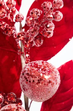 Decorator's Warehouse 25.5" Fruit and Magnolia Leaf Spray > Christmas Sprays|Red & Silver