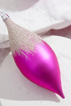 Decorator's Warehouse 7" Fuchsia Frost Drop Ornament > Christmas Decor|Retro Brites