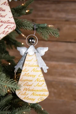 Decorator's Warehouse 9.25” Galvanized Angel with Words Ornament > Sale|Christmas Sale