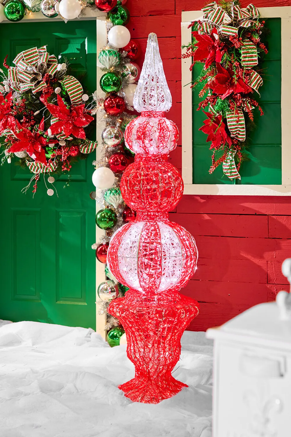 Decorator's Warehouse 6' Giant Red Finial Topiary > Outdoor Decor|Outdoor Decor