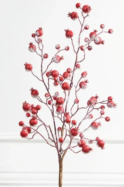 Decorator's Warehouse 38” Gilded Frosted Crabapple Spray - Red > Nutcracker|Classic Christmas