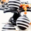 Decorator's Warehouse 3" Glass Black & White Stripe Halloween Ball Ornament Box - Set of 3 > Halloween|Halloween
