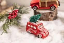 Decorator's Warehouse Glass Car with Tree/ Wreath Christmas Ornament > Christmas Ornaments|Farmhouse