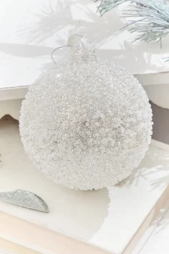 Decorator's Warehouse 5” Glass Crystal Bead Ornament > White Christmas|Christmas Decor